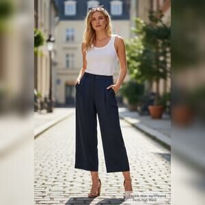 NWT $425 Tibi Silk Wide-leg Cropped Pants High Waist Size 8 or M